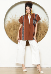 Terracotta Ikat Cape Blazer