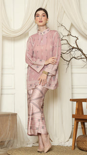Pink Blush Ikat HC neck Sarung Set