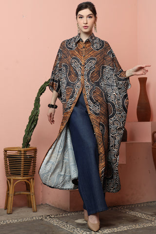 Brown Batik Button Kaftan