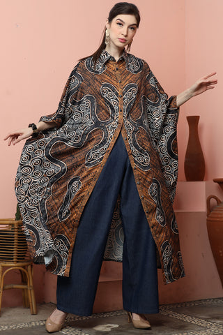 Brown Batik Button Kaftan