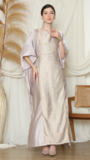 Light Grey Songket Plain Kaftan.