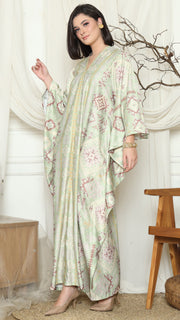 Olive Ikat Gold Long Sleeve Kaftan