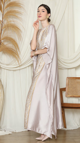 Light Grey Songket Plain Kaftan.