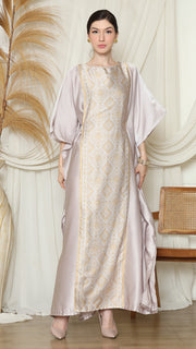 Light Grey Songket Plain Kaftan.