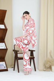 RED ABSTRACT BATIK PANT SET