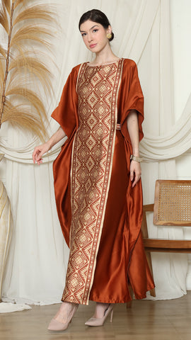 Terracota Songket Plain Kaftan.