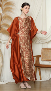 Terracota Songket Plain Kaftan.