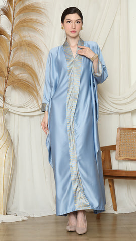 Blue Plain Tapis Kebaya Kaftan