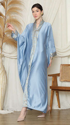 Blue Plain Tapis Kebaya Kaftan