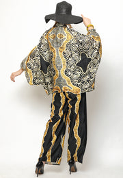 Yellow Black Batik Tunik Set with Pants