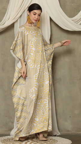 Yellow Batik Short Sleeve Kaftan