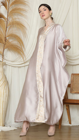 Light Grey Plain Tapis Kebaya Kaftan