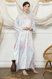 Blue Pink Tropical Flower Long Kaftan