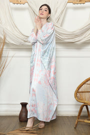 Blue Pink Tropical Flower Long Kaftan