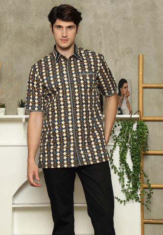 Brown Abstract Batik Exclusive Man Shirt