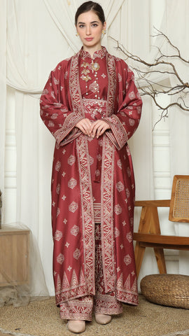 Red Gold Tunic Bali Outer Set