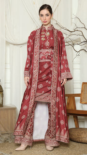 Red Gold Tunic Bali Outer Set
