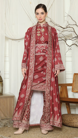 Red Gold Tunic Bali Outer Set