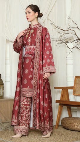 Red Gold Tunic Bali Outer Set