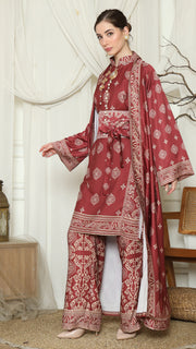 Red Gold Tunic Bali Outer Set