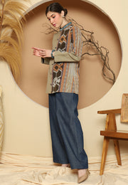 Asymetric Brown Vintage Ikat Outer