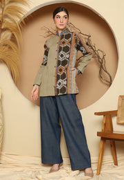 Asymetric Brown Vintage Ikat Outer
