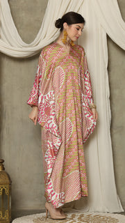 Pink Long Sleeve Batik Kaftan