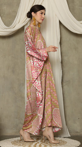 Pink Long Sleeve Batik Kaftan