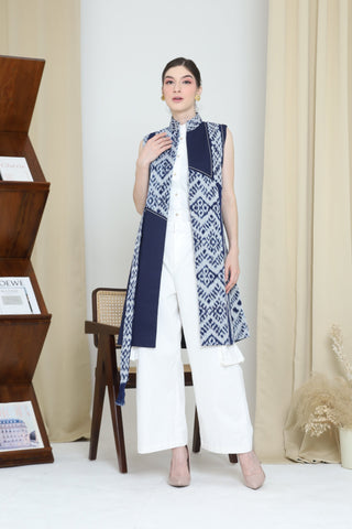 Blue Patch Handwoven Ikat Vest