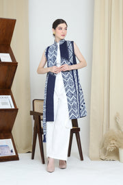 Blue Patch Handwoven Ikat Vest