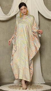 Yellow Orange Long Sleeve Batik Kaftan