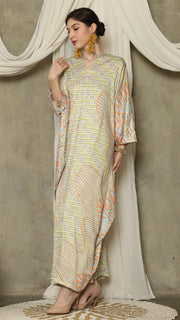 Yellow Orange Long Sleeve Batik Kaftan