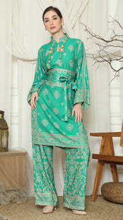 Green Gold Tunic Bali Pants Set