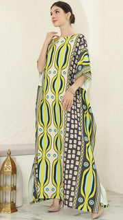 Olive Ikat Short Sleeve Kaftan