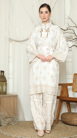White Gold Tunic Bali Pants Set