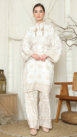 White Gold Tunic Bali Pants Set