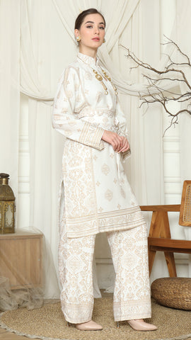 White Gold Tunic Bali Pants Set