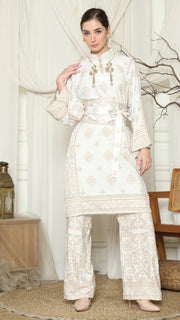 White Gold Tunic Bali Pants Set