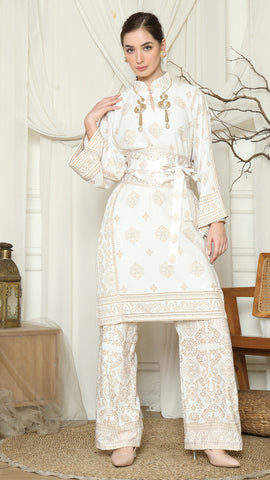 White Gold Tunic Bali Pants Set