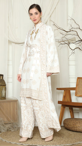 White Gold Tunic Bali Outer Set