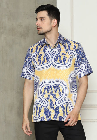 Yellow Abstract Batik Man Shirt