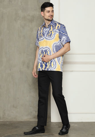 Yellow Abstract Batik Man Shirt