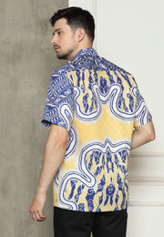 Yellow Abstract Batik Man Shirt