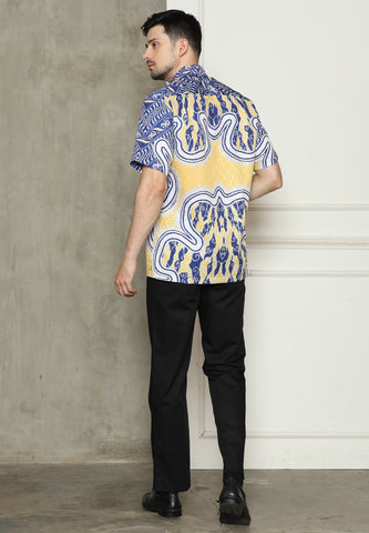 Yellow Abstract Batik Man Shirt