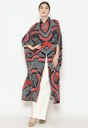 Black Red Batik Button Kaftan