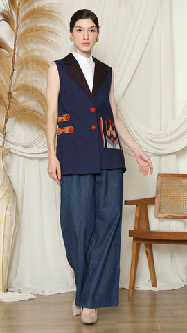 BLUE PATCH VEST BLAZER