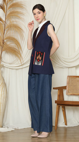 BLUE PATCH VEST BLAZER