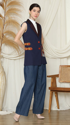 BLUE PATCH VEST BLAZER