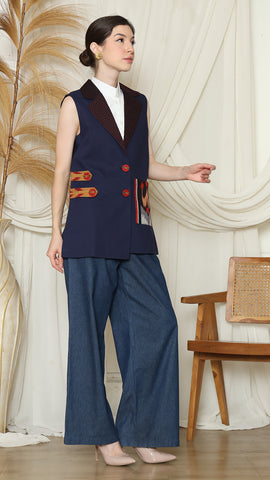 BLUE PATCH VEST BLAZER