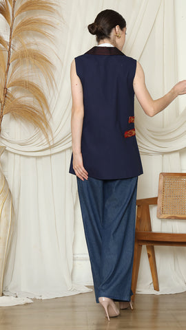 BLUE PATCH VEST BLAZER